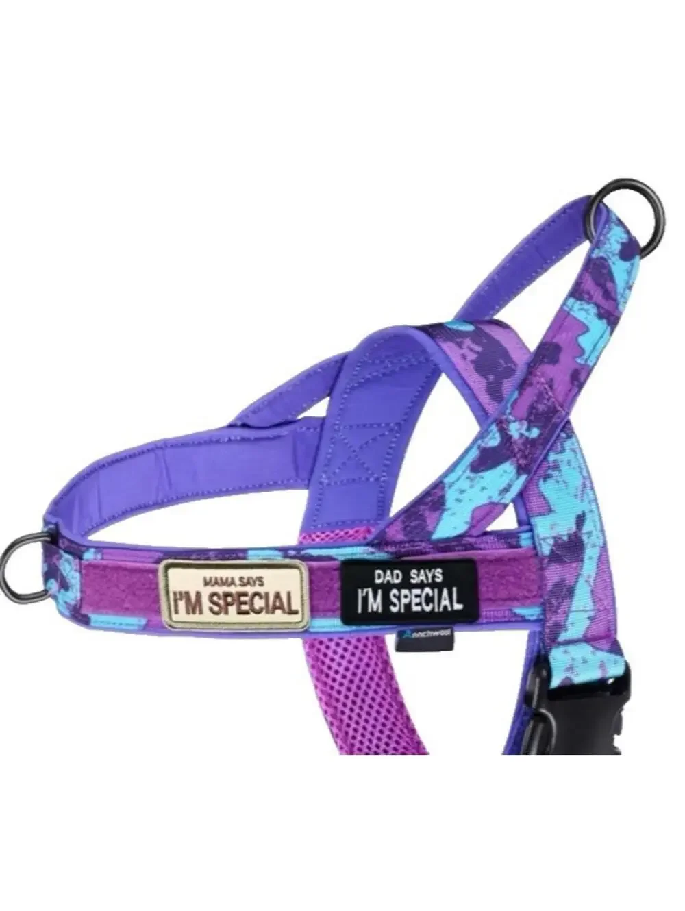 No Pull Dog Harness XL Purple Aqua Camo Heavy Duty Adjustable, Padded NEW